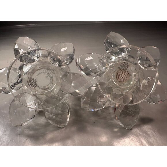 Shannon Crystal Lotus Flower Candle Holders Godinger Ireland Vintage Sparkling - Picture 8 of 16